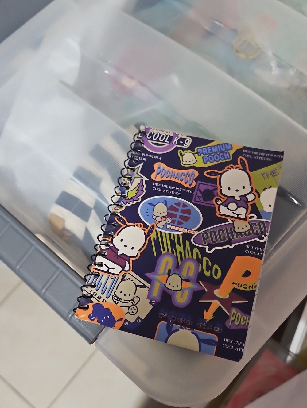 Sanrio 1997 Germany Pochacco Kids Mini Spiral Notebook - Purple